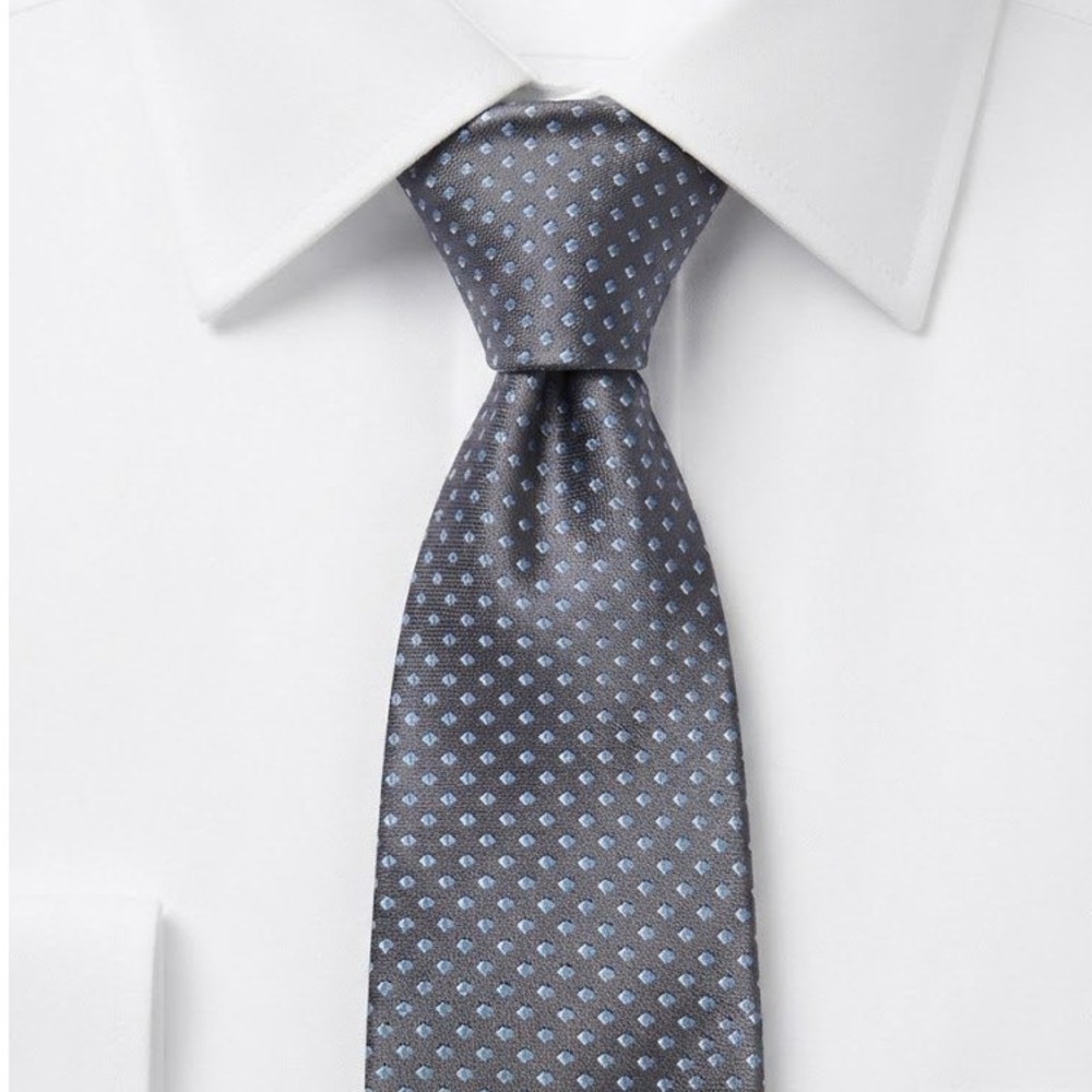 Bruno Marchesi Silk Tie Mens Black Blue Square Dot Hand Made 3.5x59 - CJ